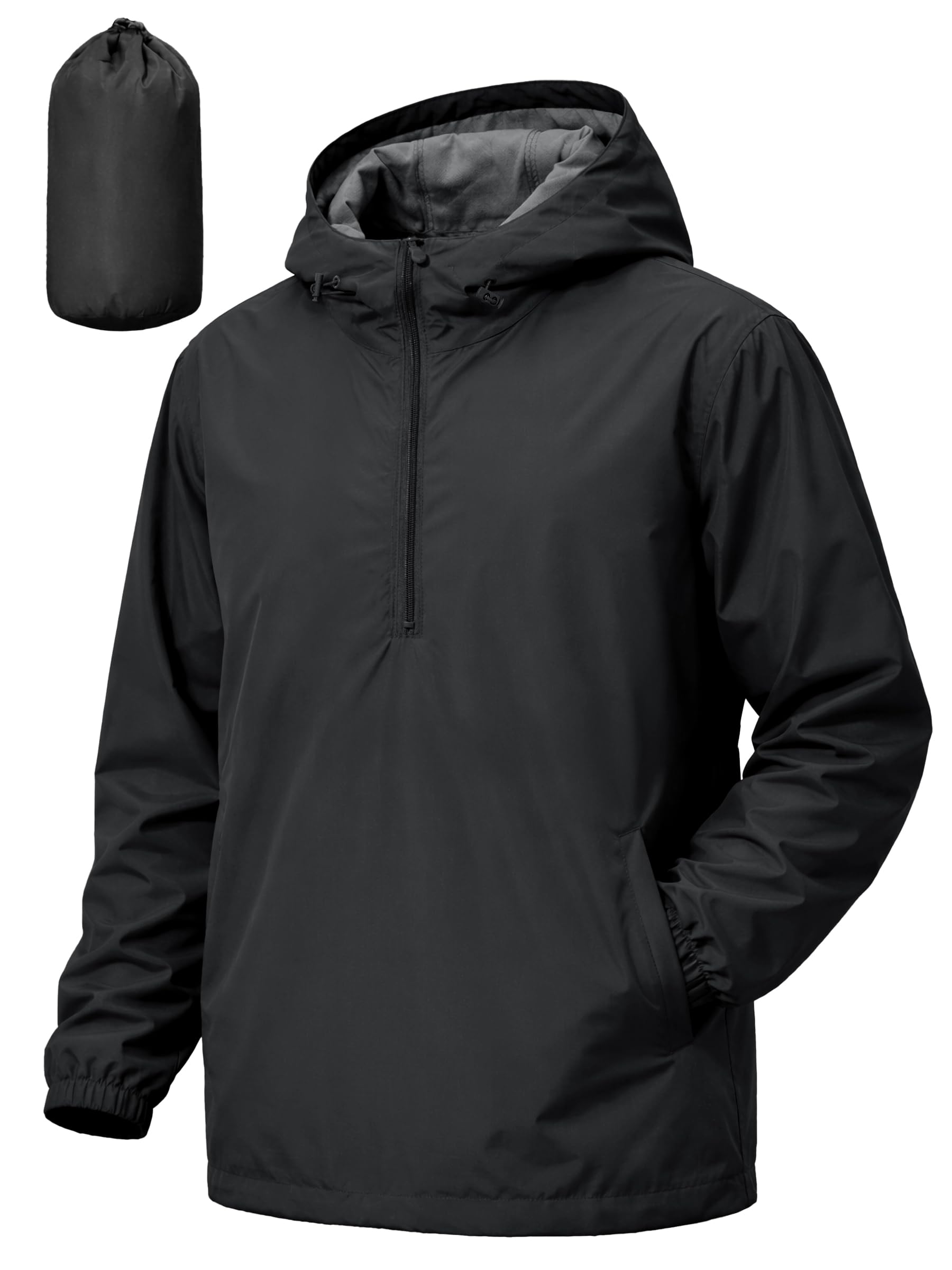 Mens Pullover Rain Jacket Waterproof Windbreaker Lightweight Packable Raincoat for Cycling Running Hiking Golf