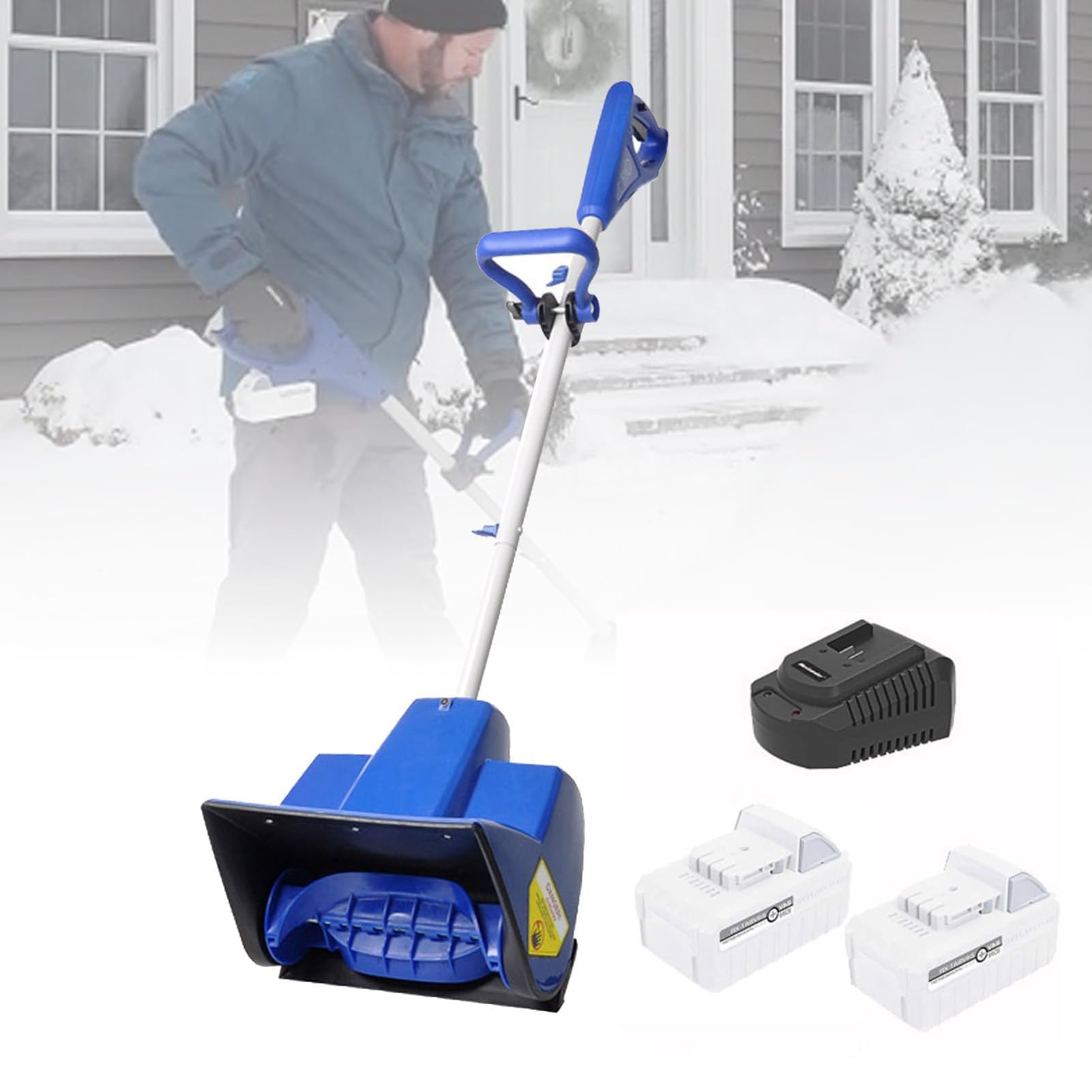 Spazzaneve Alimentato a Batteria, Spazzaneve Elettrico Portatile, Spazzaneve Senza Fili con Manico Regolabile, Spazzaneve Ricaricabile Distanza di Lancio di 8Metri Patio, Parco Giochi, Fattoria