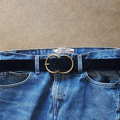 Vegan Suede Belt with Double Ring Buckle2