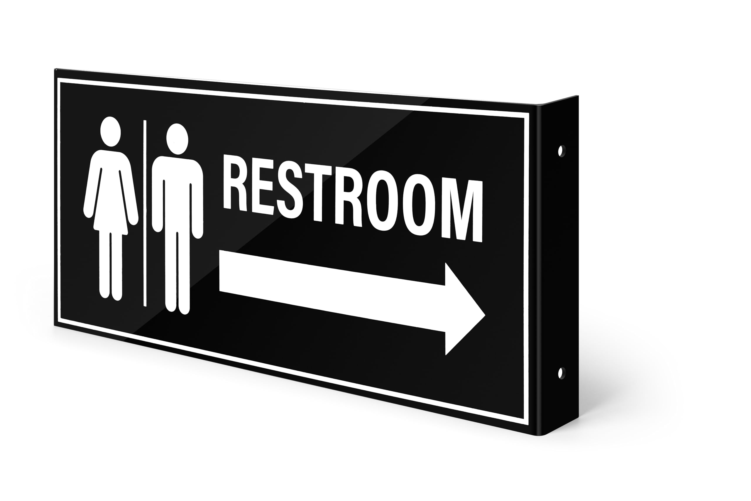 Restroom Sign with Arrow | 12.1" x 5.5" Double Sided Wall Mounted Projecting Unisex Restroom Sign for Commercial Workplace Hallway with Mounting Kit