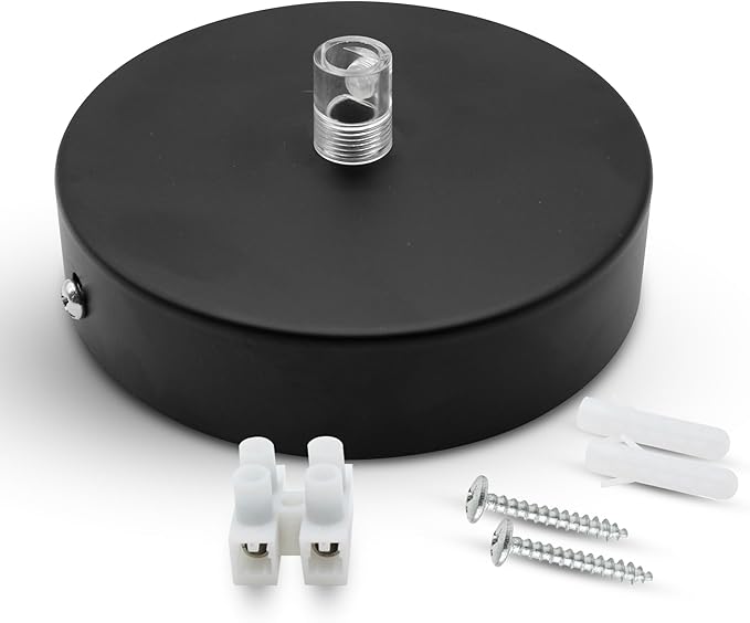 DOJA Barcelona DOJA Barcelona Plafondlampen baldakijn | zwart | 2 stuks | lampkap 100 x 25 mm | plafond rozet | metalen plafondluifel | plafondlampen accessoires, slaapkamerdecoratie, kabelafdekking photo 2