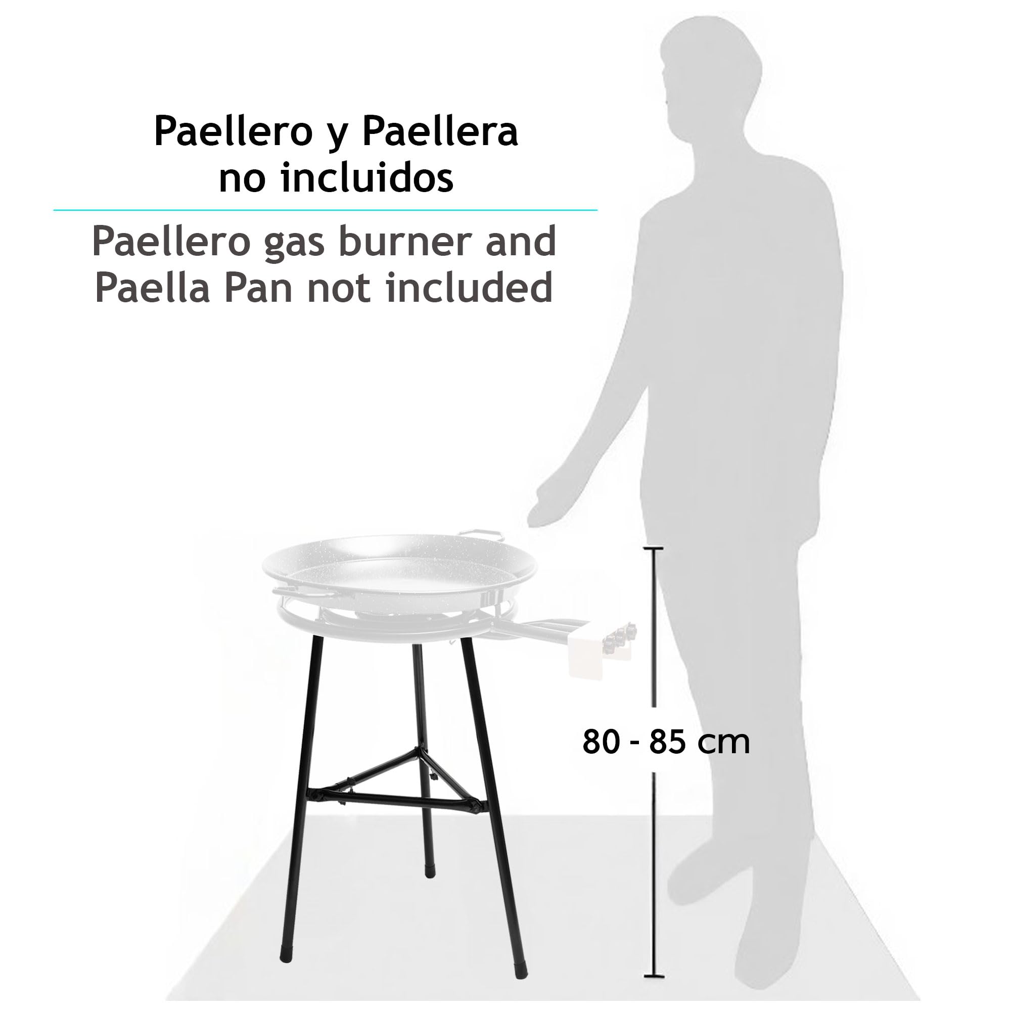 Briebe Support pour Brûleur à Gaz 3 Pieds, Trépied Robuste pour Paella 35-70 cm, Jusqu'à 200 kg