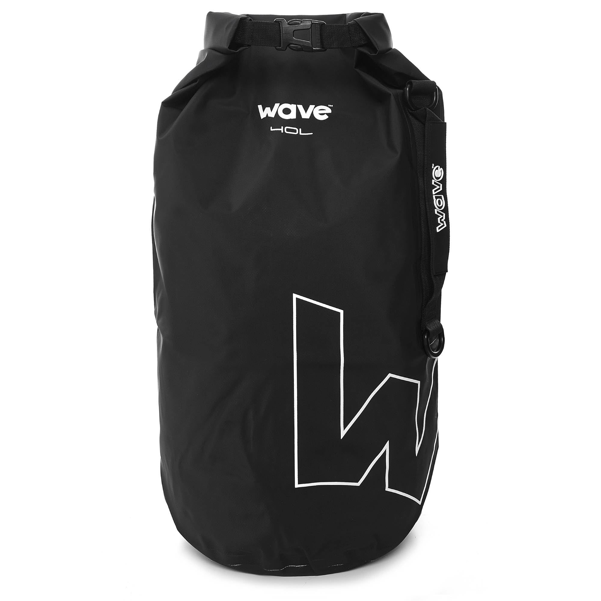 WAVE Waterproof PVC Dry Bag | Lightweight Backpack with Adjustable Strap | Waterproof, Durable, Lightweight, 100% Leak-Proof for Hiking, Boating, Kayaking, and Outdoor Adventures | Black | 40L