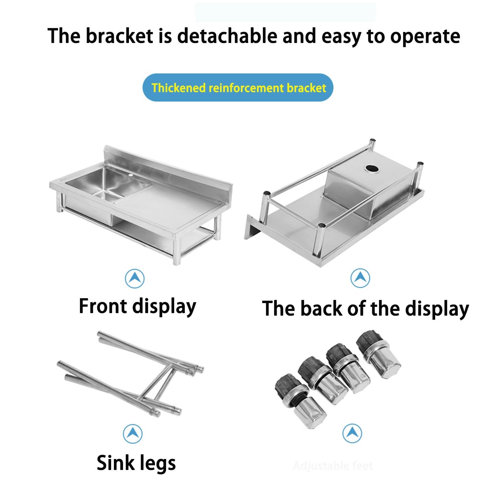 Küchenspüle edelstahl mobiles spültisch ​edelstahl spülbecken spülbecken edelstahl gewerbliche spüle außenbereich spülbecken Restaurantspüle mit Wasserhahn und Abtropffläche für Wäsche, Garage ( Size