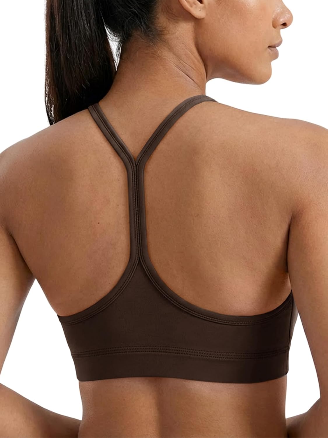 Aoysky Womens Racerback Sports Bras Workout Gym Padded Low Impact Spaghetti Strap Wireless Scoop Neck Y Back Yoga Bras