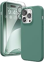 Vista 90 de GONEZ Funda de silicona para iPhone 14 Pro Max, compatible con MagSafe, con protector de pantalla + protector de lente de cámara, silicona líquida a