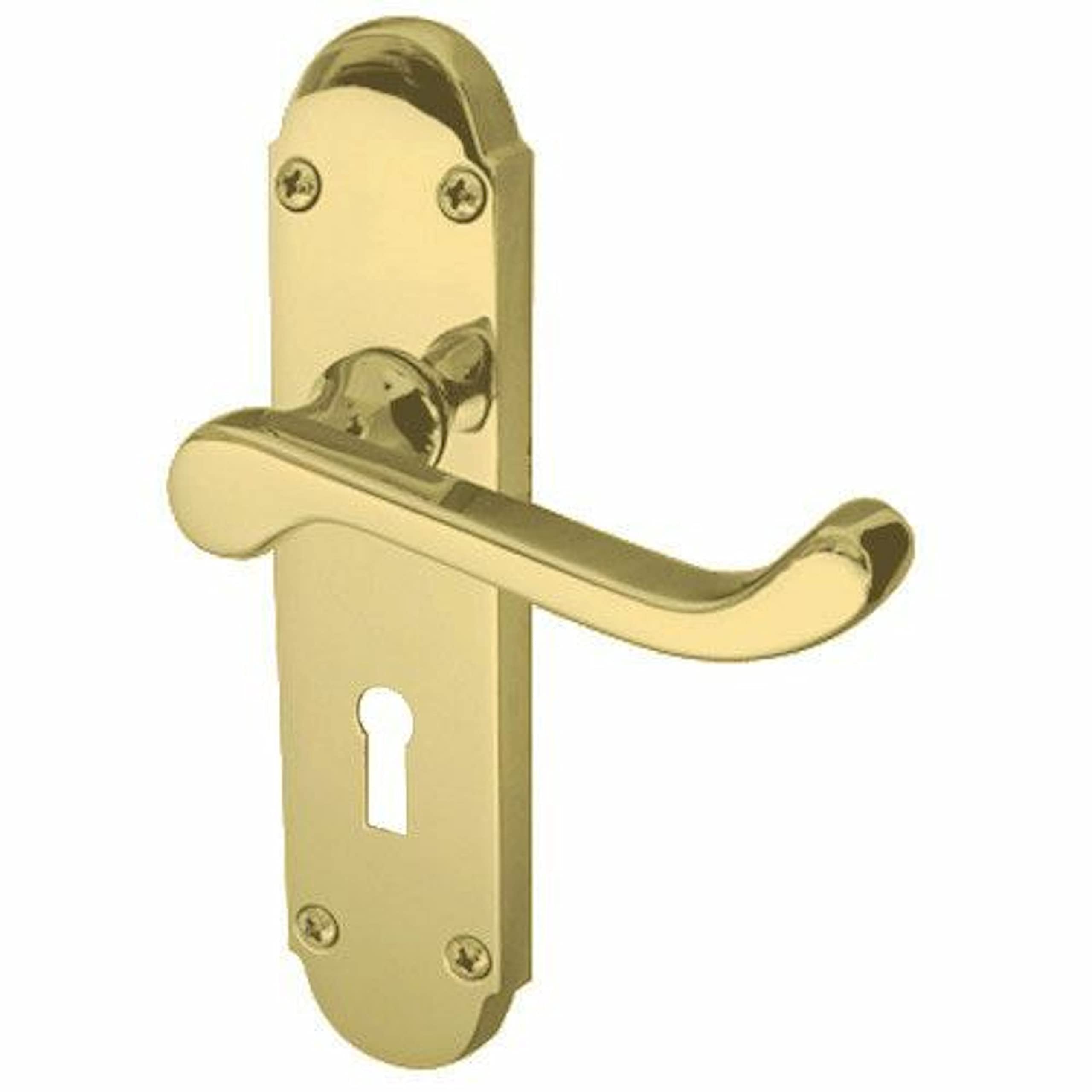 Jedo Epsom Lockset Door Handles - Polished Brass