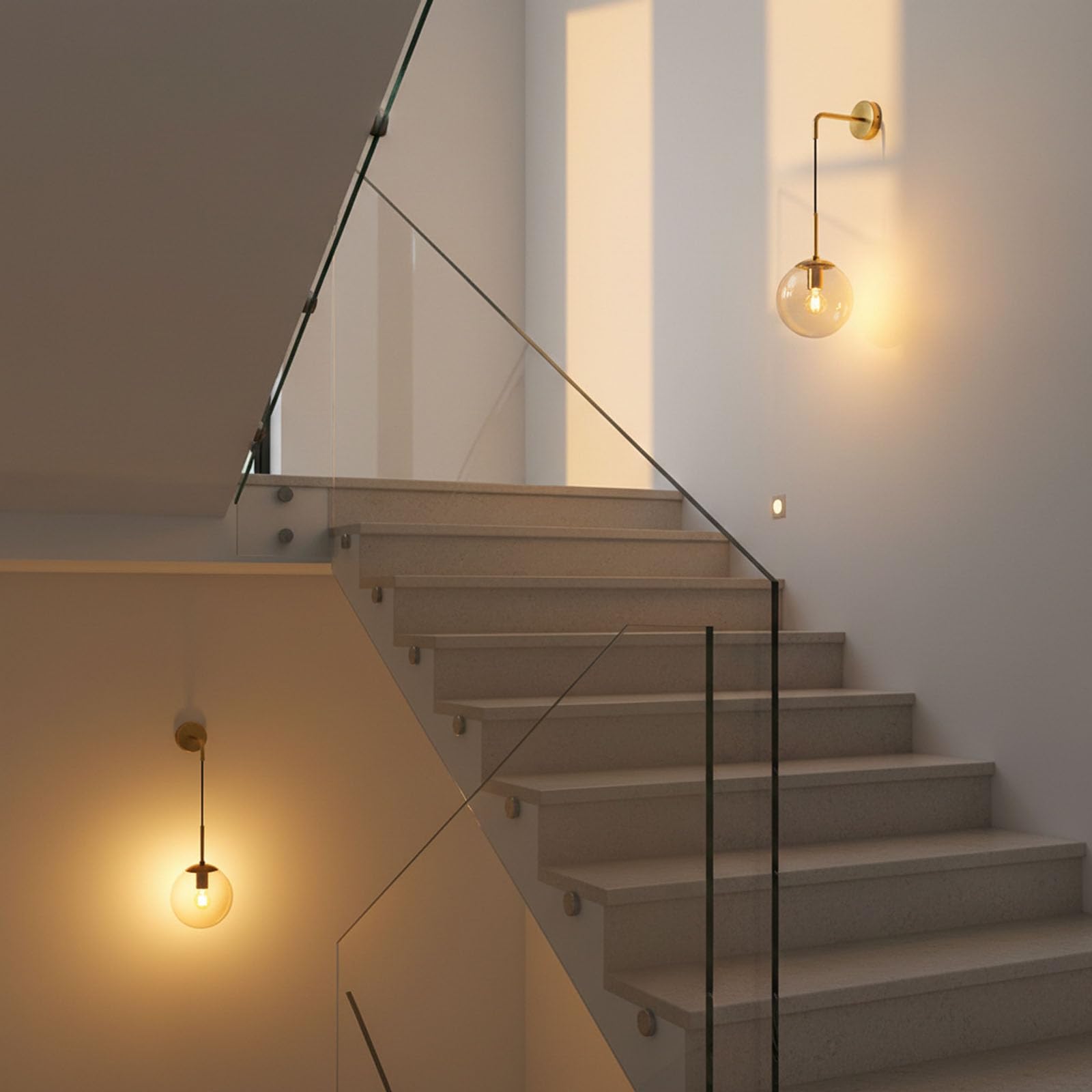 EKSED Applique da Parete in Vetro - Lampada da Muro Interno con Finiture in Metallo Dorato e Attacco E27 per Camera da Letto, Soggiorno, Sala da Pranzo (Ambra, 15cm)
