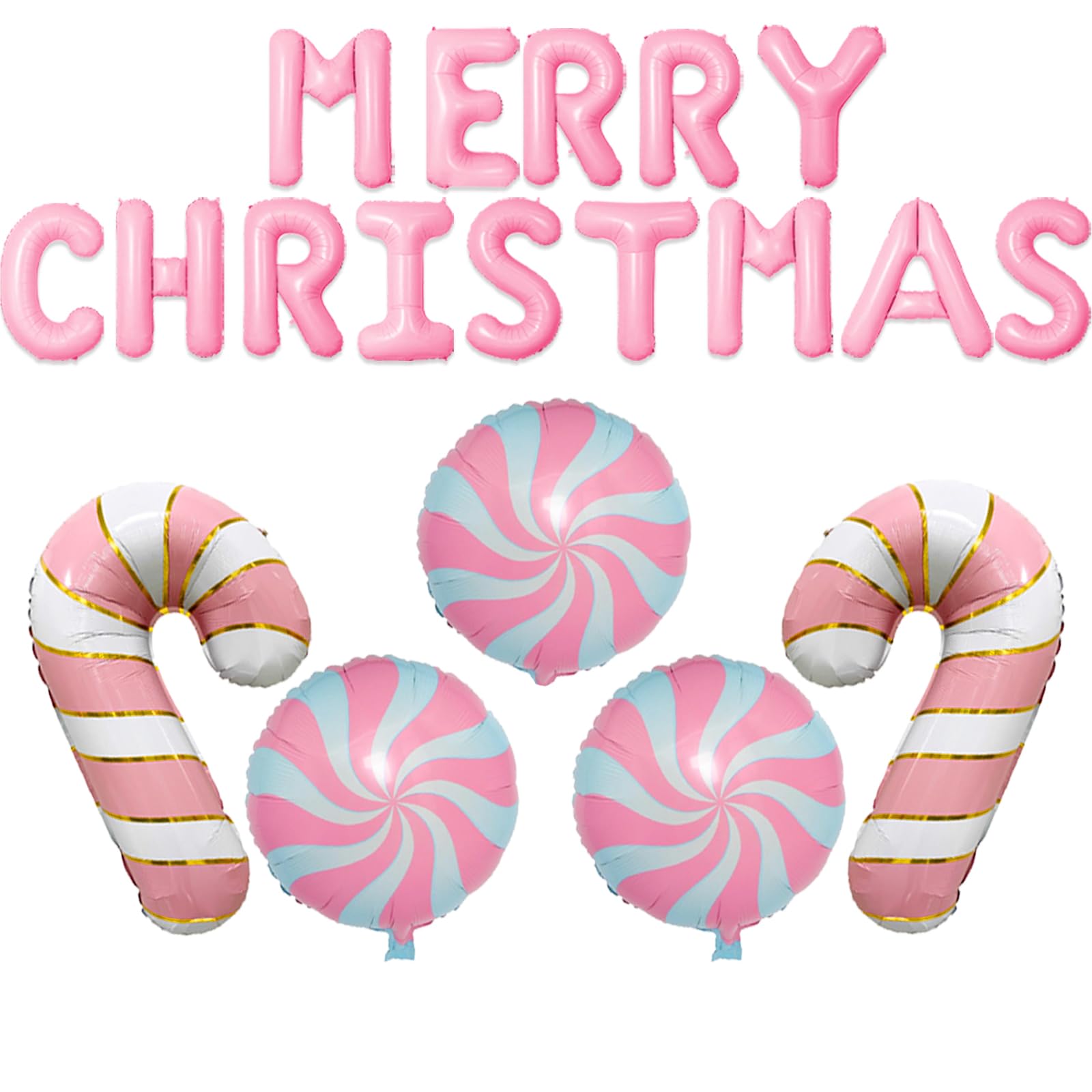 Christmas Balloons Pink Candy Cane Balloon Lollipop Pink Merry Christmas Balloon Candy Balloons for Xmax Party Decorations Xmas New Year Themed Party