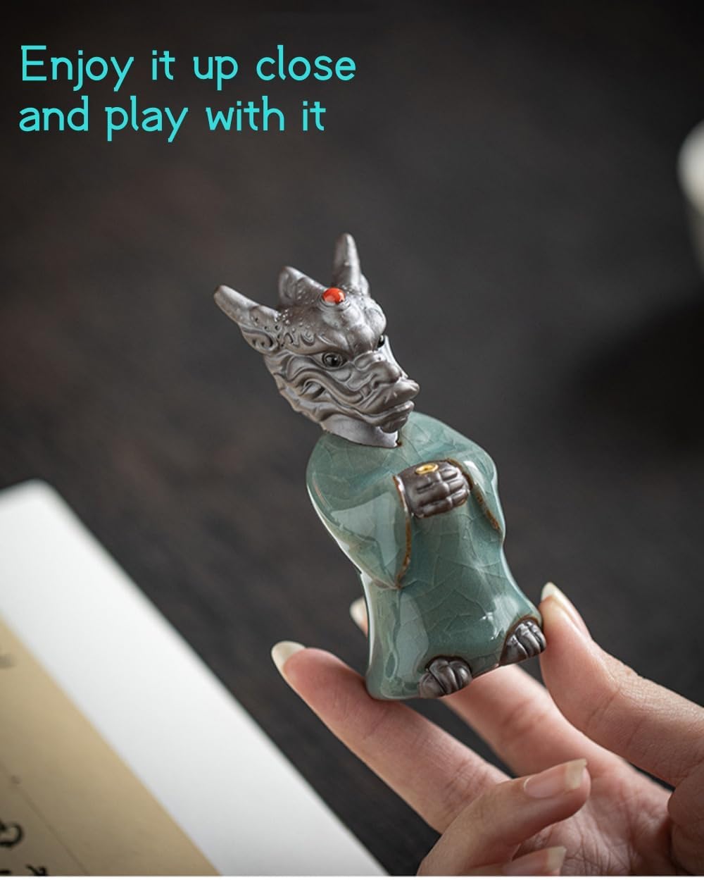 Lucky Dragon Incense Holder with 30 Incense Sticks, Handmade Incense Stick Burner, Lotus Flower Base, Elegant Home Office Decoration Accessories