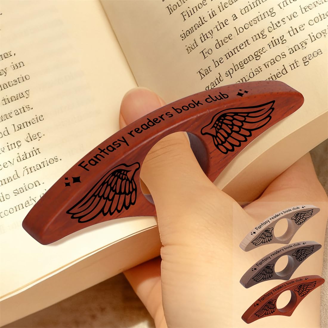 Personalised Fantasy Readers Book Club Page Holder Custom Name Wooden Thumb Page Spreader Holder for One-Handed Reading Funny Reader Gift for Bookish Book Lover Birthday Xmas (Style 16)