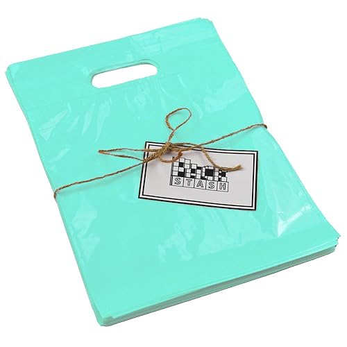 PackStash - Bolsas de plástico de 11 x 15 x 3 pulgadas (500 unidades) para productos al por menor, color verde azuladoturquesaaguamarina, película