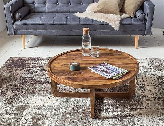 Image of Classic Royale Sheesham Wood Creation Center Table for Home & Office, PureCraft Elite Wooden Coffee Table|Tea Table|Sofa Set Table