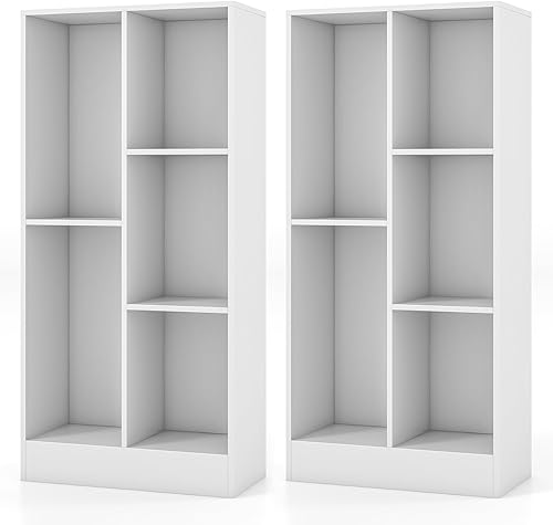 Miniatura 9 de Costzon 5-Cube Kids Bookshelf, 41 Tall Wooden Toy Storage Organizer for Books Toys, 3-Tier Storage Cabinet, Bookcase for Kids Room, Playroom,