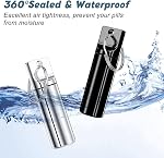Petit porte-clés à pilules portable (2 Pack),Boîte de remplissage pour la chasse,Portable Pill Organizer Conteneur,Pille métallique étanche Bouteille de médecine pour les voyages en camping extérieur(Black+Silver)