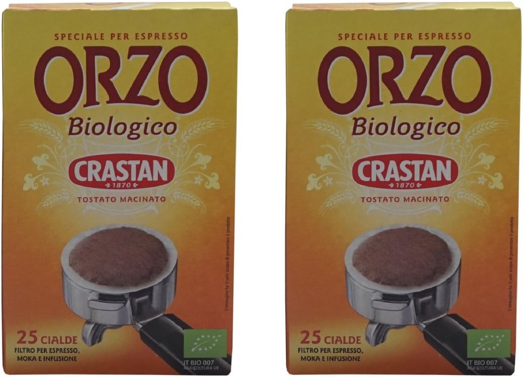 Crastan: " Orzo Biologico " Organic Barley - 25 ESE pods- Pack of 2 [ Italian Import ]