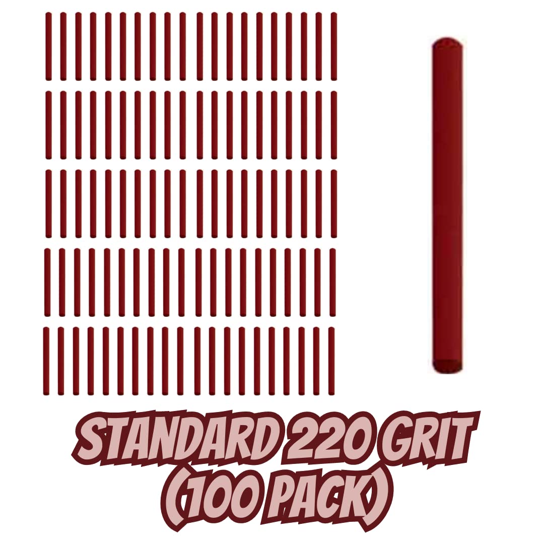 Dedeco Sunburst Pins for Rotary Tools – 2mm Pins, Precision Thermoplastic Cleaning Polishing Deburring Rotary Tool Accessories, Standard 220 Grit, Aluminum Oxide - 100 Pack