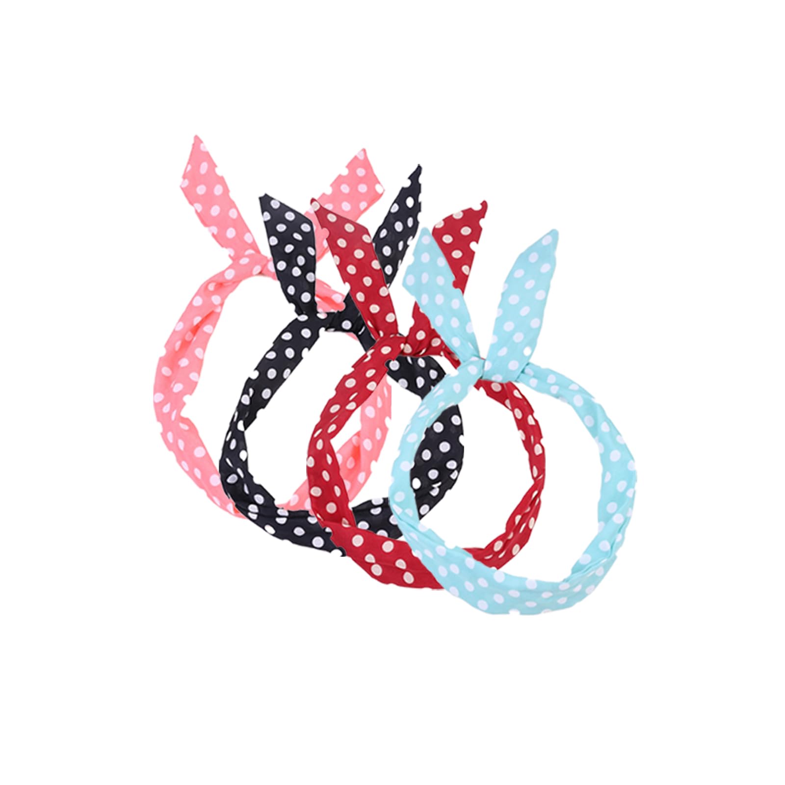Hicarer Lot de 2 bandeaux bandanas à pois pour costume des années 50, accessoires pour cheveux avec nœuds pour femme (rouge, noir, petits pois Hicarer Lot de 2 bandeaux bandanas à pois pour costume des années 50, accessoires pour cheveux avec nœuds pour femme (rouge, noir, petits pois