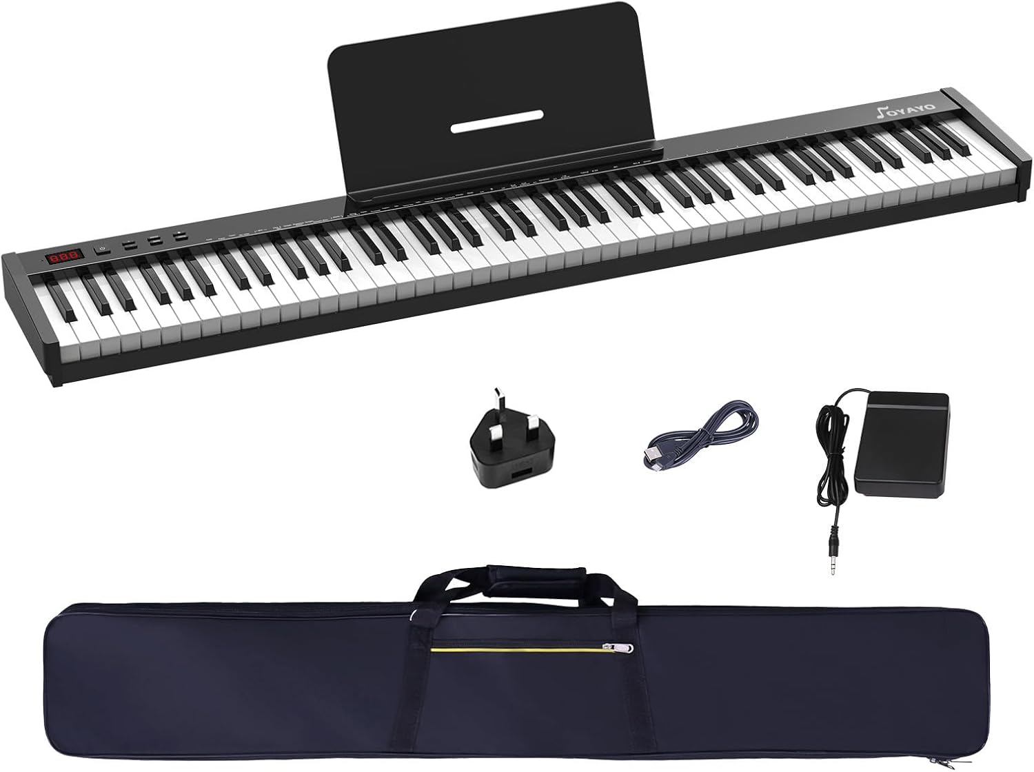 88 Key Digital Piano Keyboard Full Size Semi-Weighted Portable Piano Keyboard, Electronic Piano with Dual Built-in Speakers and Piano Bag and USB Adapters for Birthday Gift