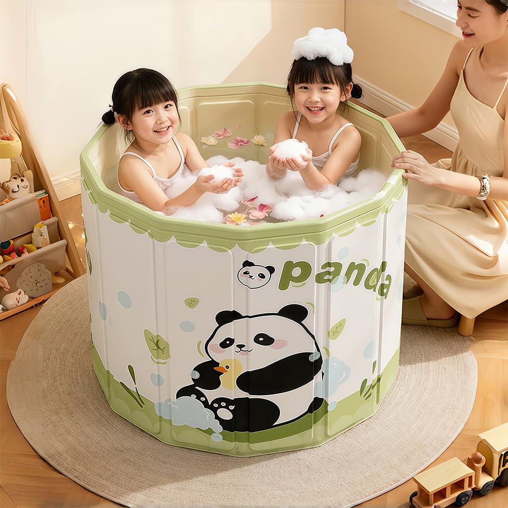 Hggzeg Bañera portátil para niños pequeños con tapón de drenaje, bañera plegable antideslizante para bebés, bañera de inmersión al aire libre, para ducha, spa, sauna, configuración en un segundo
