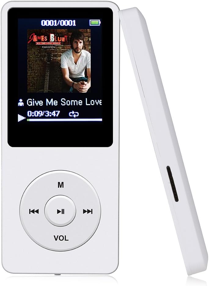 AGPTEK 8GB MP3 Player, Bright-White