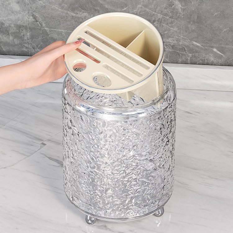 Porte-ustensiles, Porte-ustensiles Multifonction Rotatif à 360°, Moderne, Organiseur de Baguettes, fourchettes, Couteaux(Gris)