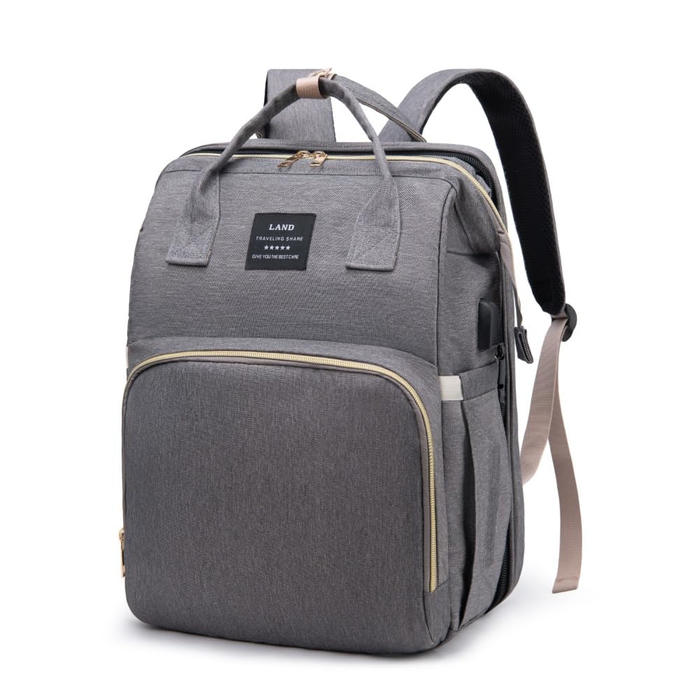 Velaryx Mochila cambiador bebe 3en1 - Pañalera bebe con cuna plegable USB | Mochila walking mum multifuncional con bolsillos térmicos | Bolsa carro bebe de gran capacidad | Mochila para bebe de viaje