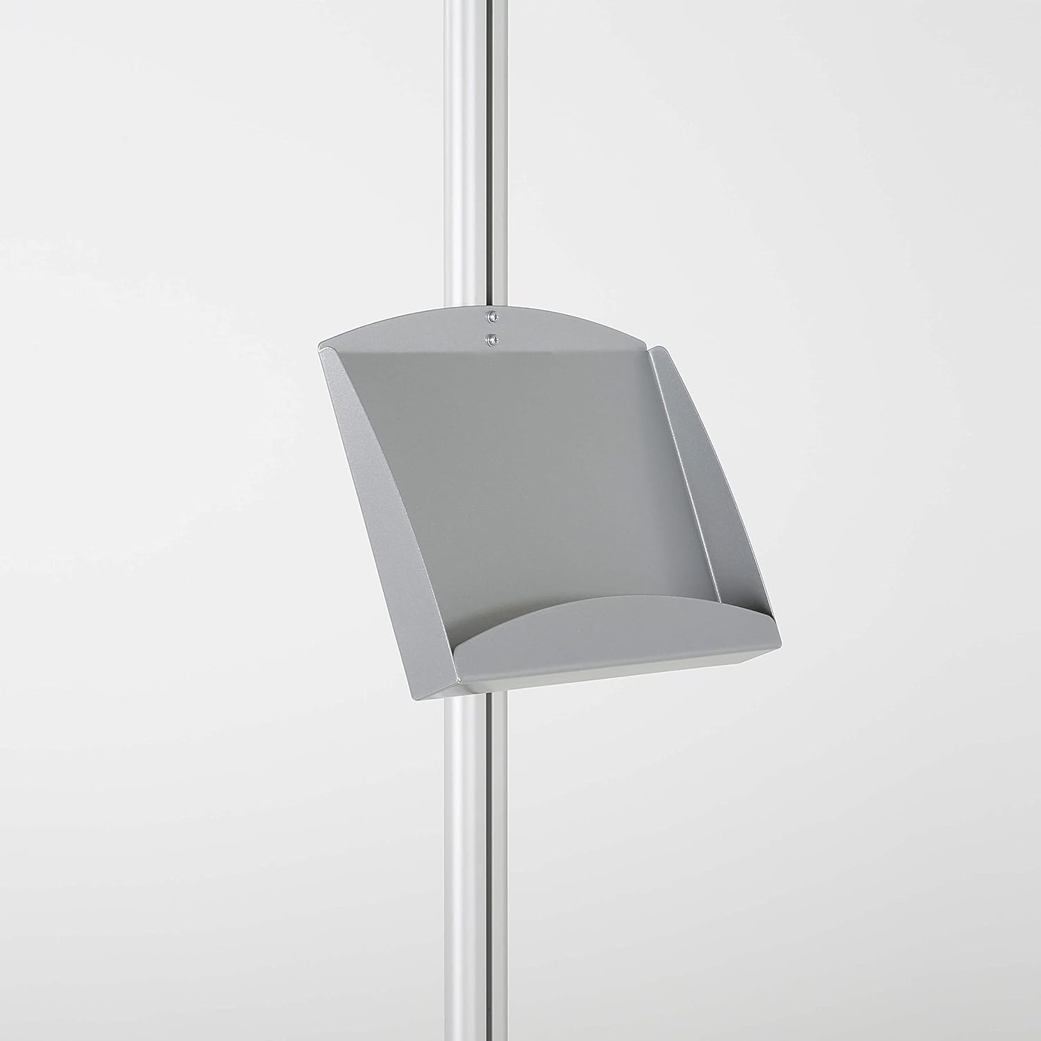 M&T Displays Free Standing Aluminum Display Stand Single Sided Document Brochure Sign Holder Front Loading Portrait Landscape Silver Snap Frame 1x(8.5x11) - Metal Tray Shelf 2X(5.5x8.5) Inch Capacity