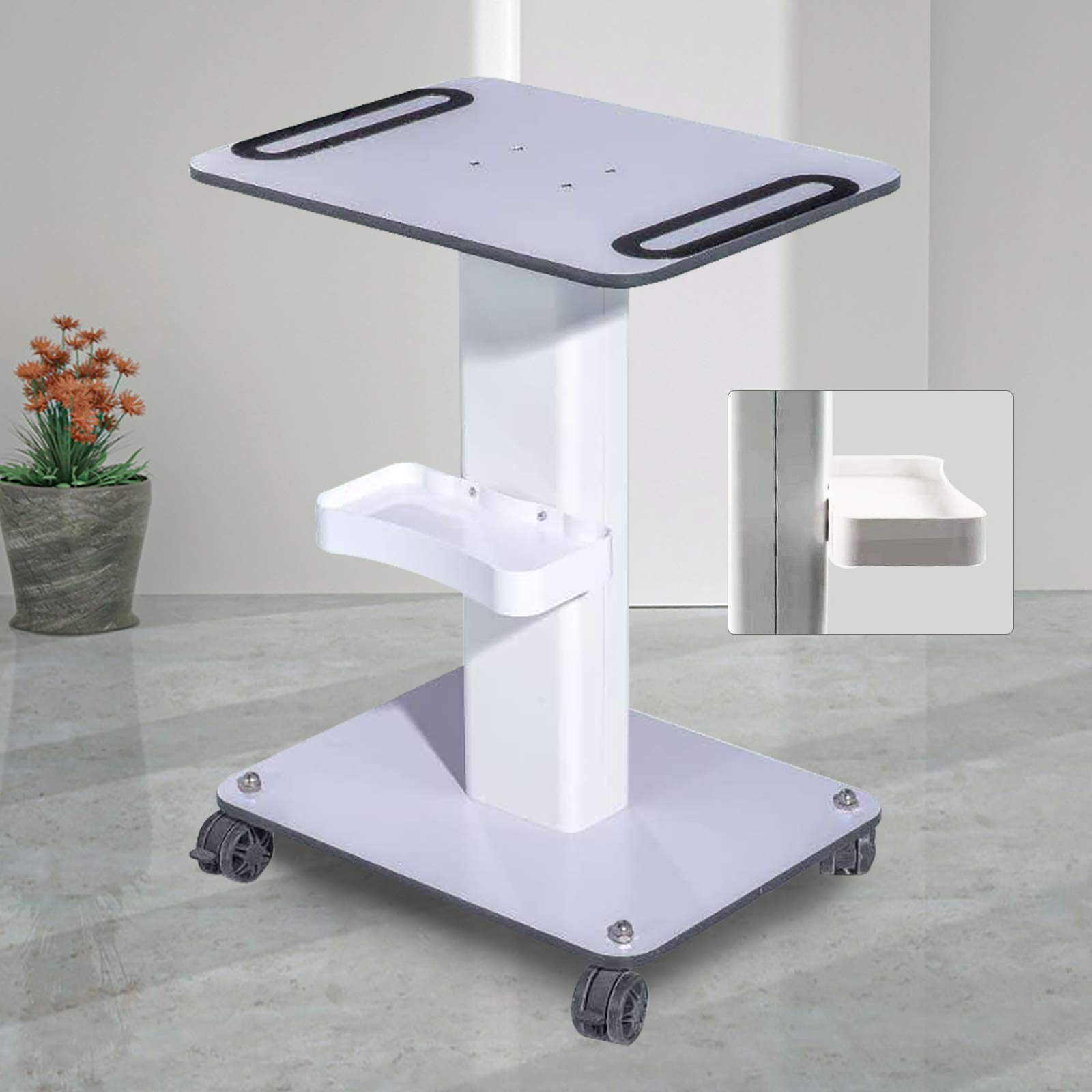 Carrello cosmetico con ruote e scatola di immagazzinaggio, carrello per salone di bellezza, salone di parrucchiere, studio, bianco