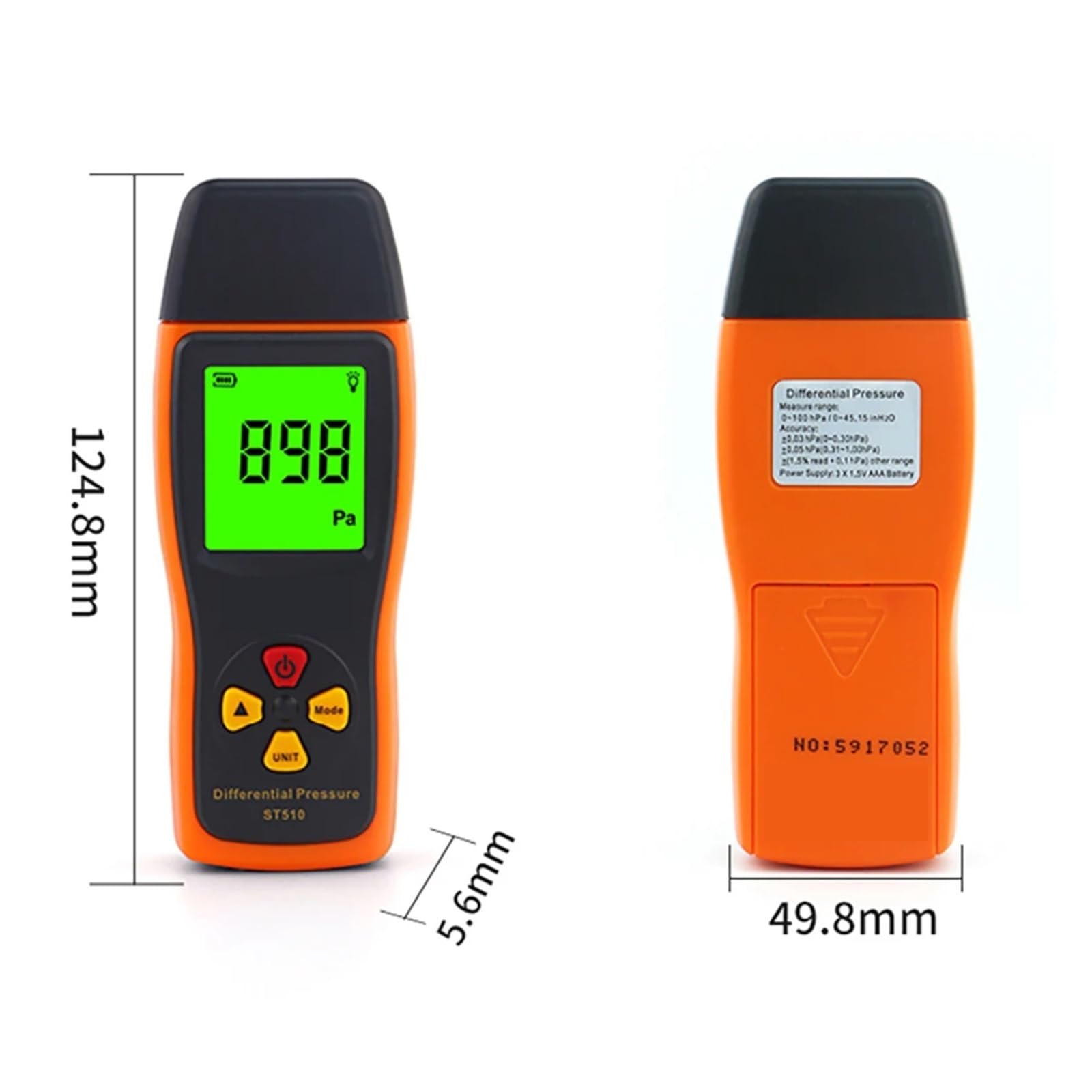 Manometro Pressione Acqua, Tester for manometri differenziali a Doppia Porta Digitale ad Alta precisione 0-100 HPa/0-45,15 Pollici per Aria Acqua Olio Gas