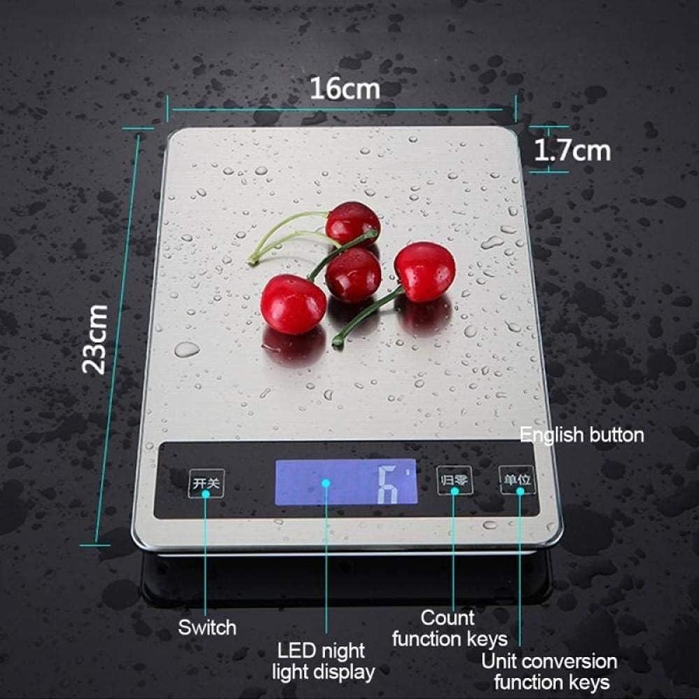 Ważenie kuchenne Elektroniczna waga cyfrowa Pojemnik do kuchni do jedzenia Waga do pieczenia Przenośna mini waga elektroniczna z możliwością ładowania (srebrna 10kg 1g)