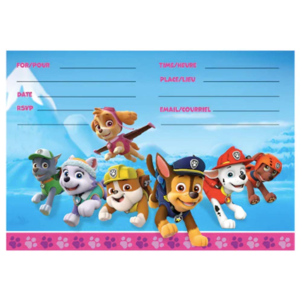 Girl's Skye and Everest Paw Party Invitations, 8 ct (3 Pack)