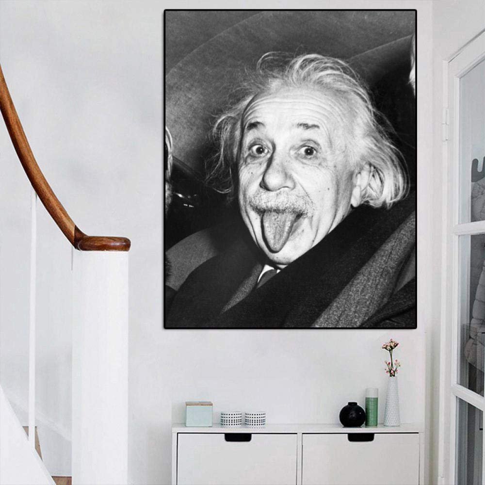Amazon.co.jp: 肖像画プリント黒ポスターアインシュタイン現代の