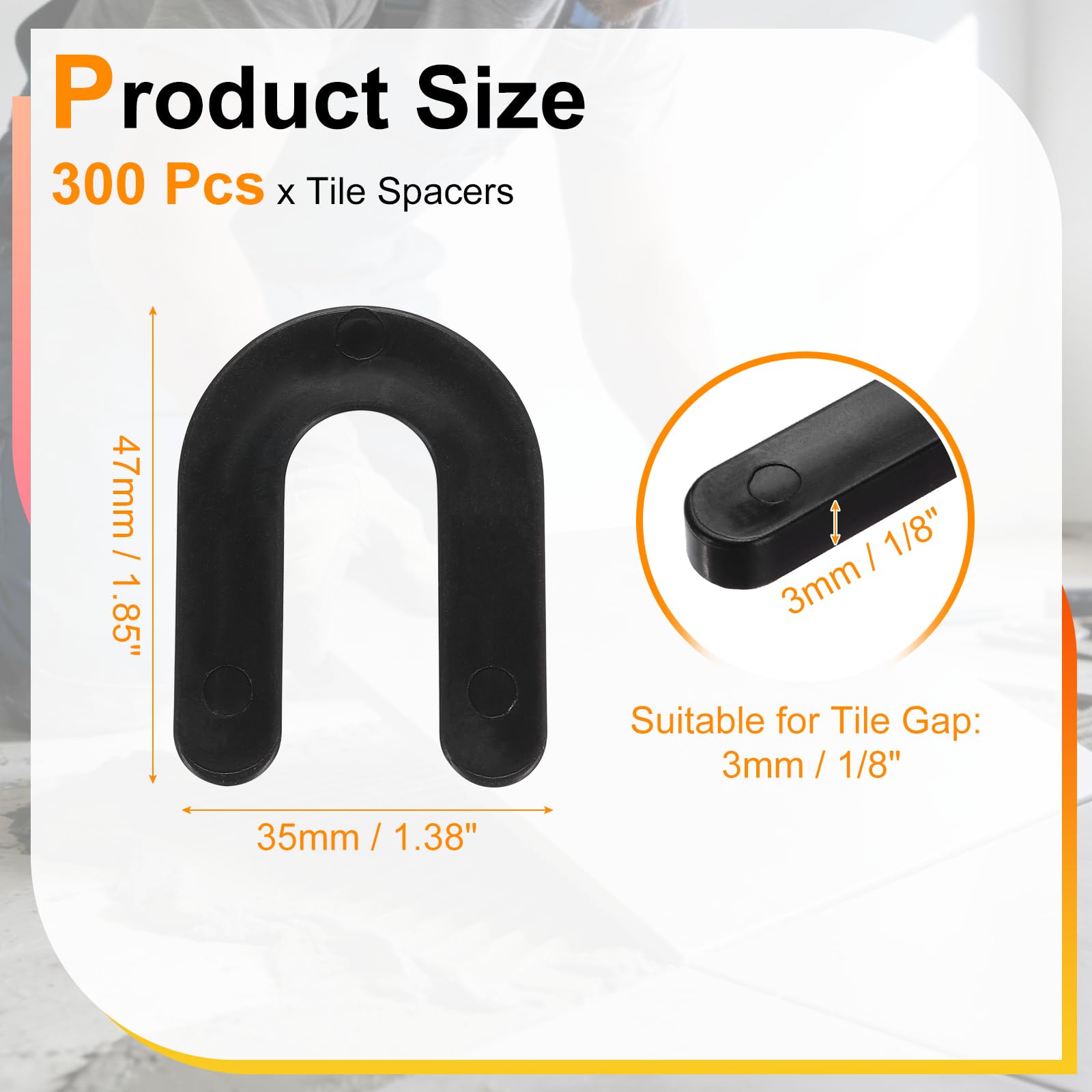 QUARKZMAN 300 PCS Cales De Nivellement Pour Carrelage 1/4" Noir