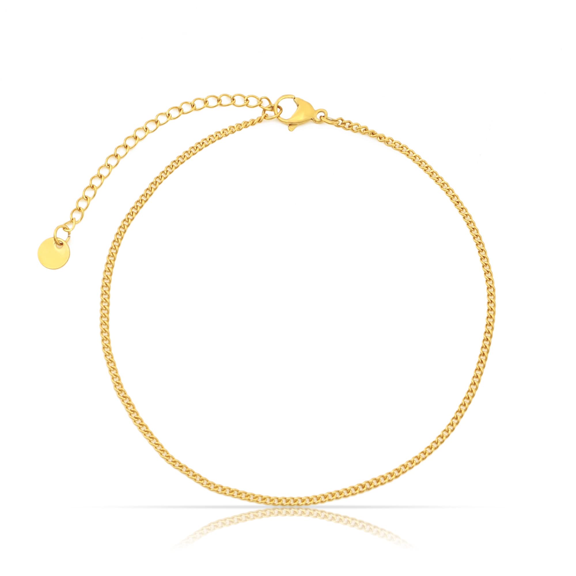 Made by Nami Edelstahl Damen Fußkettchen mit starkem Karabiner-Verschluss - verschiedene Designs - Frauen Fußkette Gold oder Silber - Mädchen Fußschmuck - Geschenk für Sie (Gold)