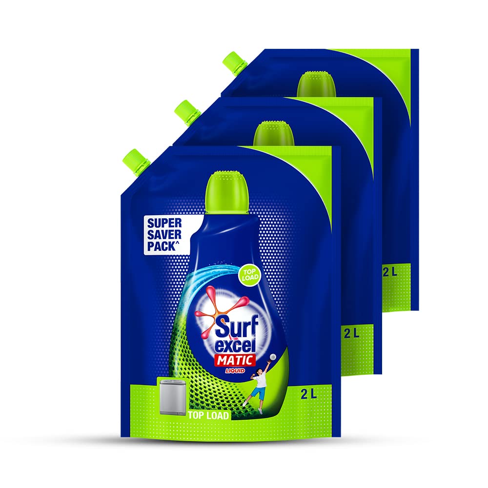 Surf Excel Matic Top Load Liquid Detergent 6L Refill, Designed For Tough Stain Removal on Laundry in Washing Machines - Super Saver Offer Pack