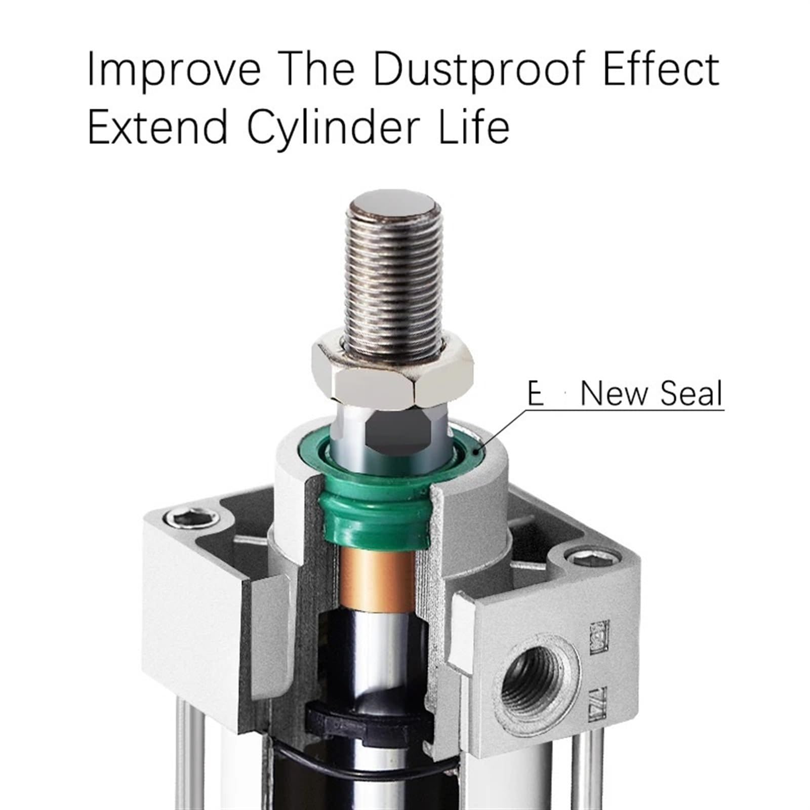 SCJ63/80/100 * 50/75/100/150/200-50-S Standard Luft Pneumatische Zylinder Einstellbare Kolben Doppel Stange Reset Dichtung 1Pcs(Stroke 0-50mm,SCJ100 (Bore 100)