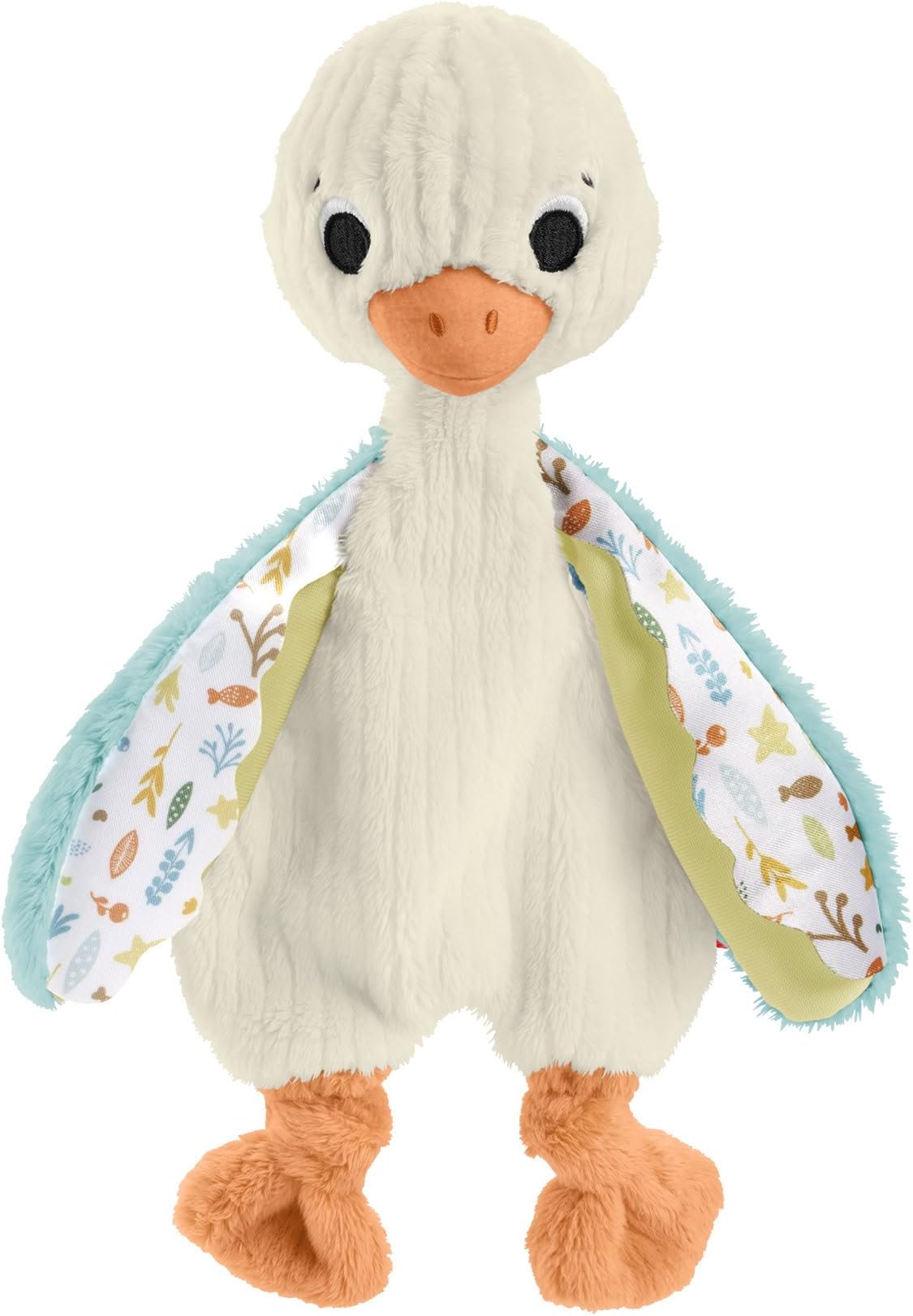 Fisher-Price Baby Sensory Toy Snuggle Up Goose Plush Toy with Jingles for Newborns, Machine Washable, HRB16