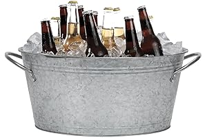 Oval Metal Beverage Ice Tub: Stylish Cooler for Parties & Events
