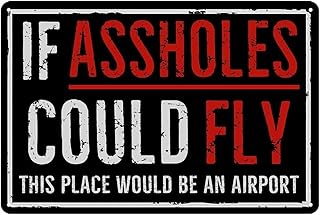 Funny Garage Metal Tin Signs For Man Cave Wall Sign Funny Tags For Birthday Bar Signs Garage Accessories For Man Cave If Assholes Could Fly This Place Would Be An Airport 8x12 Inch