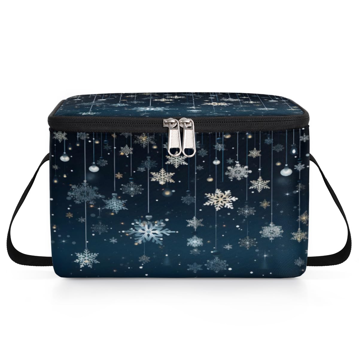 GzLeyigou Snowflake Lunch Bags for Women Men 9 Cans, Hot & Cold Food Delivery Bag Insulated Grocery Bag Insulated Lunch Box Cooler Bag for Office Work Picnic Beach