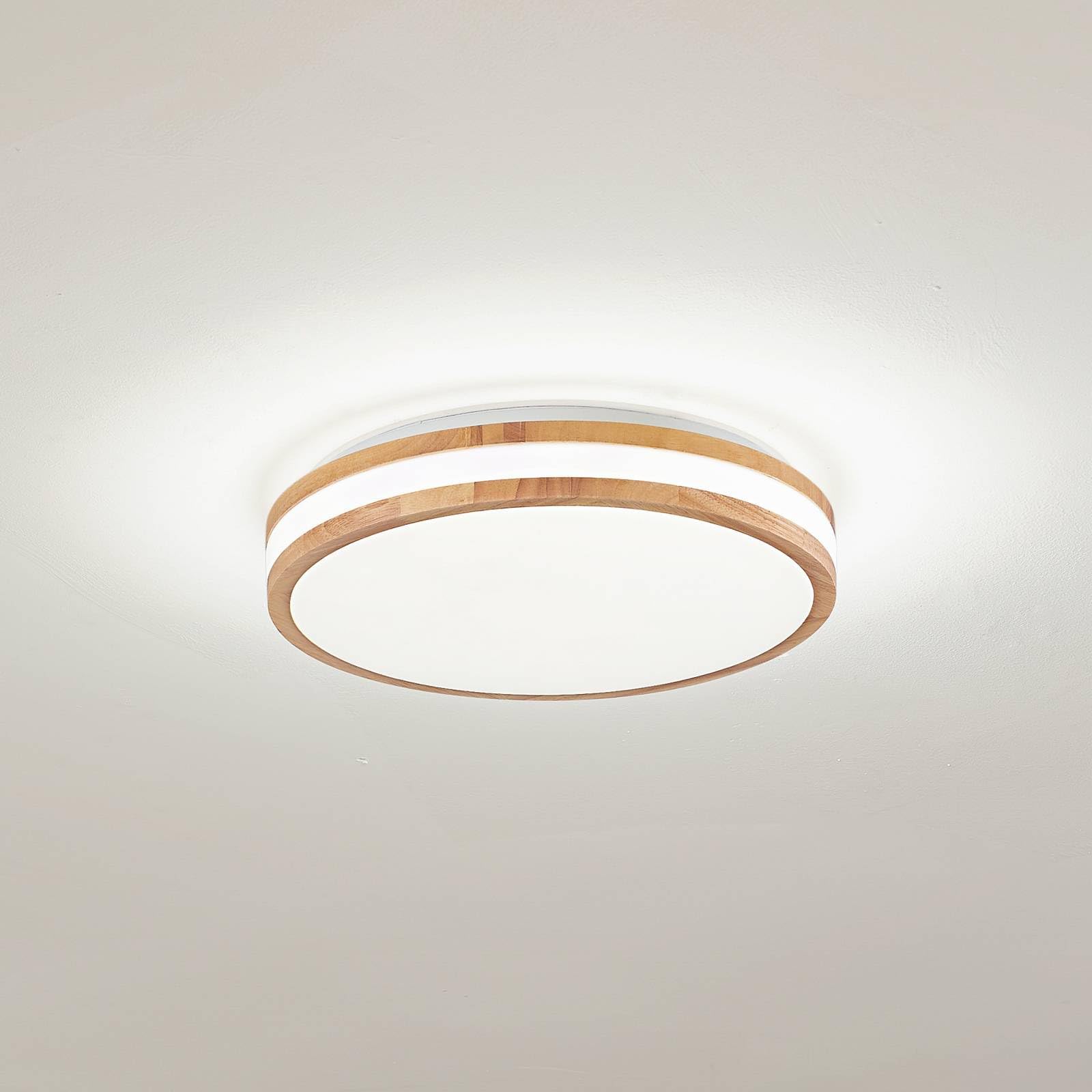 Lindby LED Deckenleuchte Emiva (Modern) aus Holz (1 flammig,) - Lampe Deckenlampe Wohnzimmerleuchte