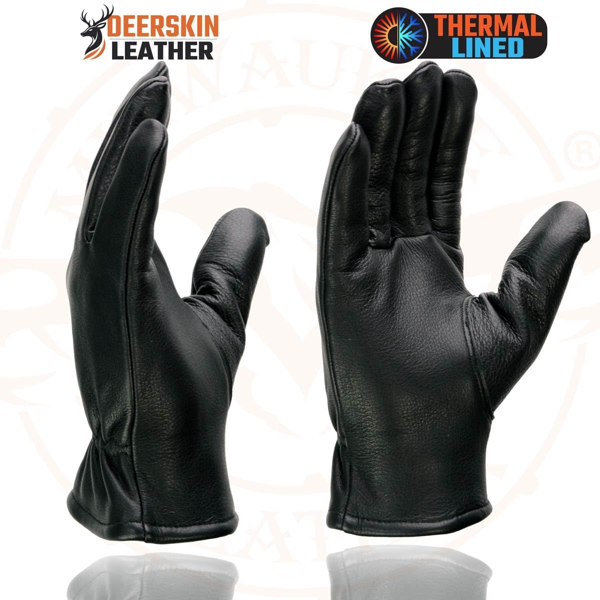 Milwaukee Leather SH858 Men's Thermal Lined USA Deerskin Black Leather Motorcycle Gloves w/Cinch Wrist Closure - Image 4