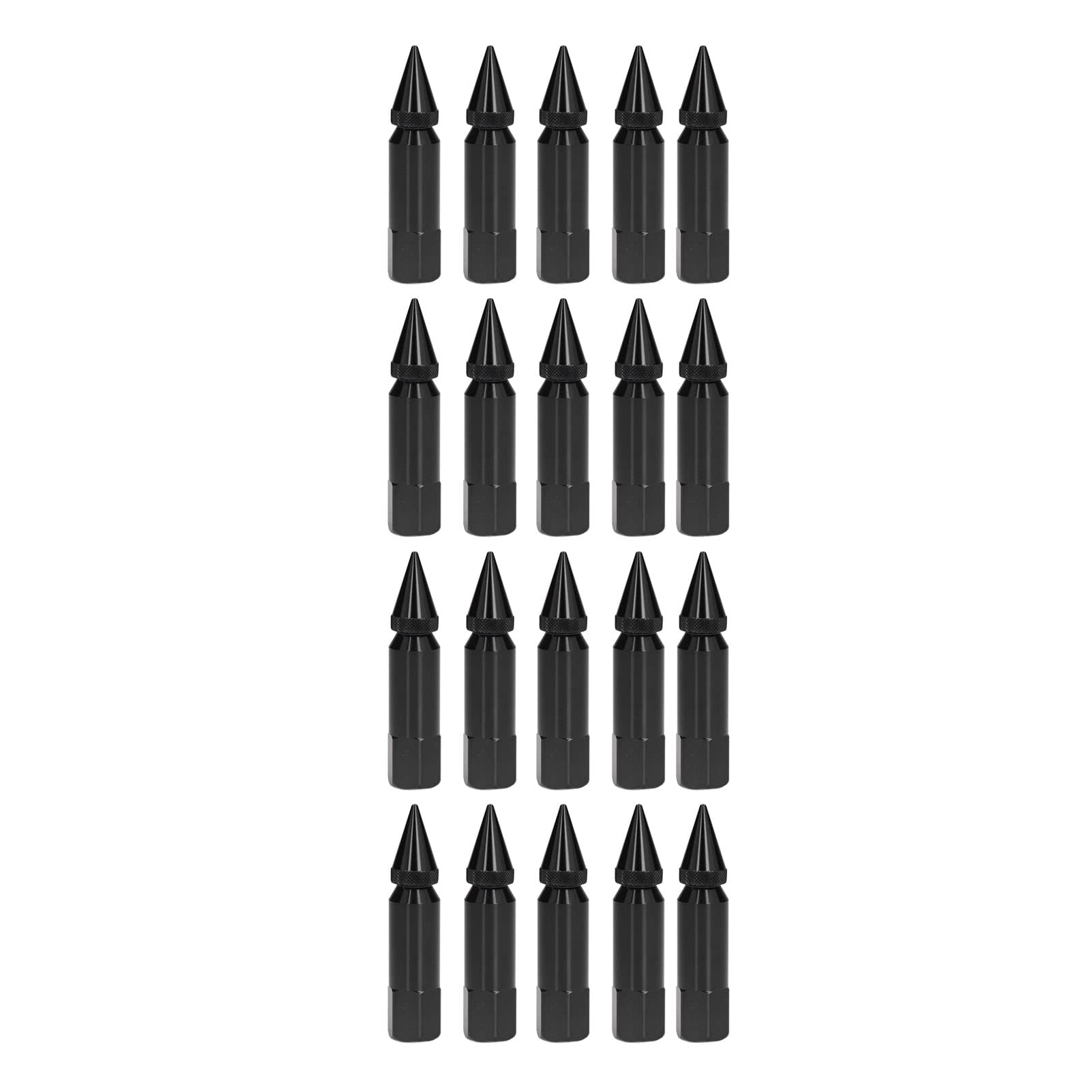 Dadi a Spillo, Dadi Universali per Cerchi da Corsa M12x1.5 da 20 Pezzi Dadi a Punta in Lega di Alluminio da 90 Mm con Accessori per Chiavi a Bussola(Nero)
