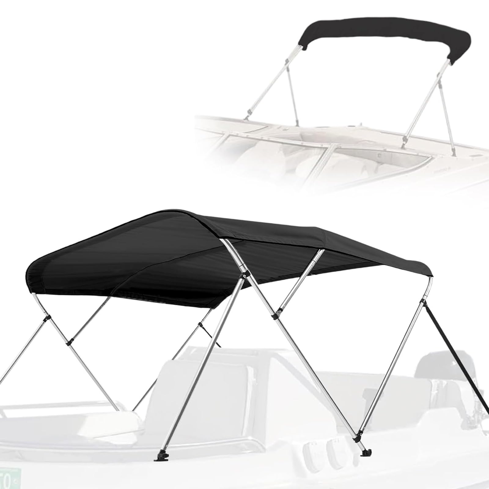 Copertura Bimini in Tessuto Oxford, Tendalino Parasole per Barca, Resistente agli Strappi, Include Accessori di Montaggio, con Pali di Supporto Posteriori E Custodia(170-182cm/67-75in)