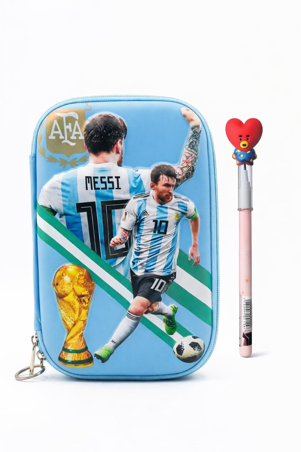 Gifts - Messi Football Legend Style EVA Hard Shell Organizer Pouch with Pen | Large Capacity Stationery & Travel Organizer Case for Kids, Adults & Travelers | 24 × 17 cm-image-2