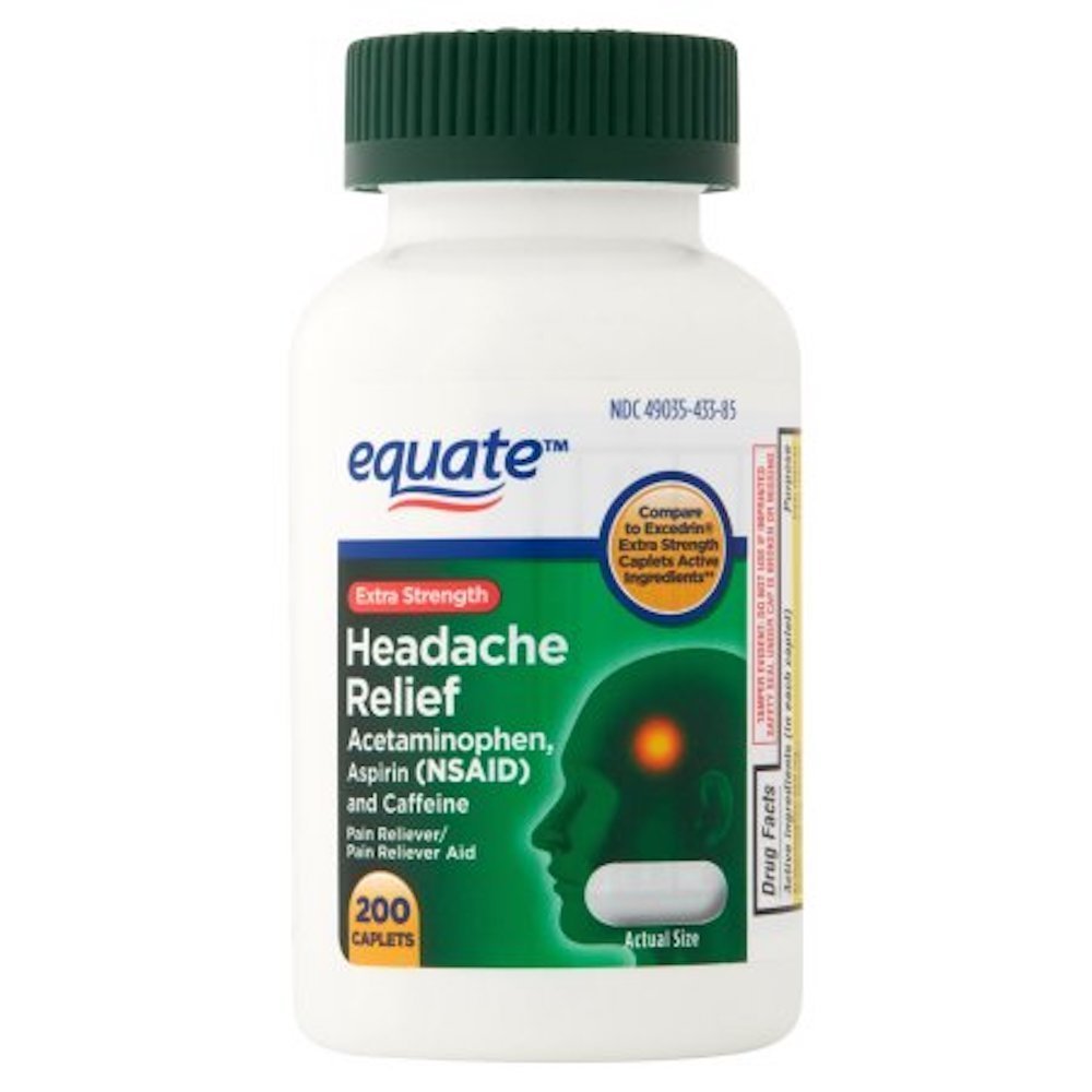 EquateHeadache Relief, Extra Strength, Acetaminophen, Aspirin and Caffeine, Coated Tablets, 200-Count