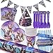 Babioms Game Party Supplies, Diseño de vajilla para Fiestas Incluye pancartas, Platos, Tazas, servilletas, Gorro, Cuchara, Tenedores y Cuchillos Suministros para Fiestas de Videojuegos(88pcs)