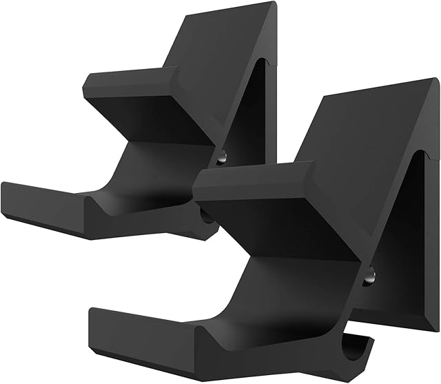 Geekria Aluminum Game Headphone Stand, Controller Hanger & Headphone Hanger Holder, Wall-Mounted Bracket, Compatible with Xbox One, PS5, PS4, Dualshock, HyperX (2pcs Black)