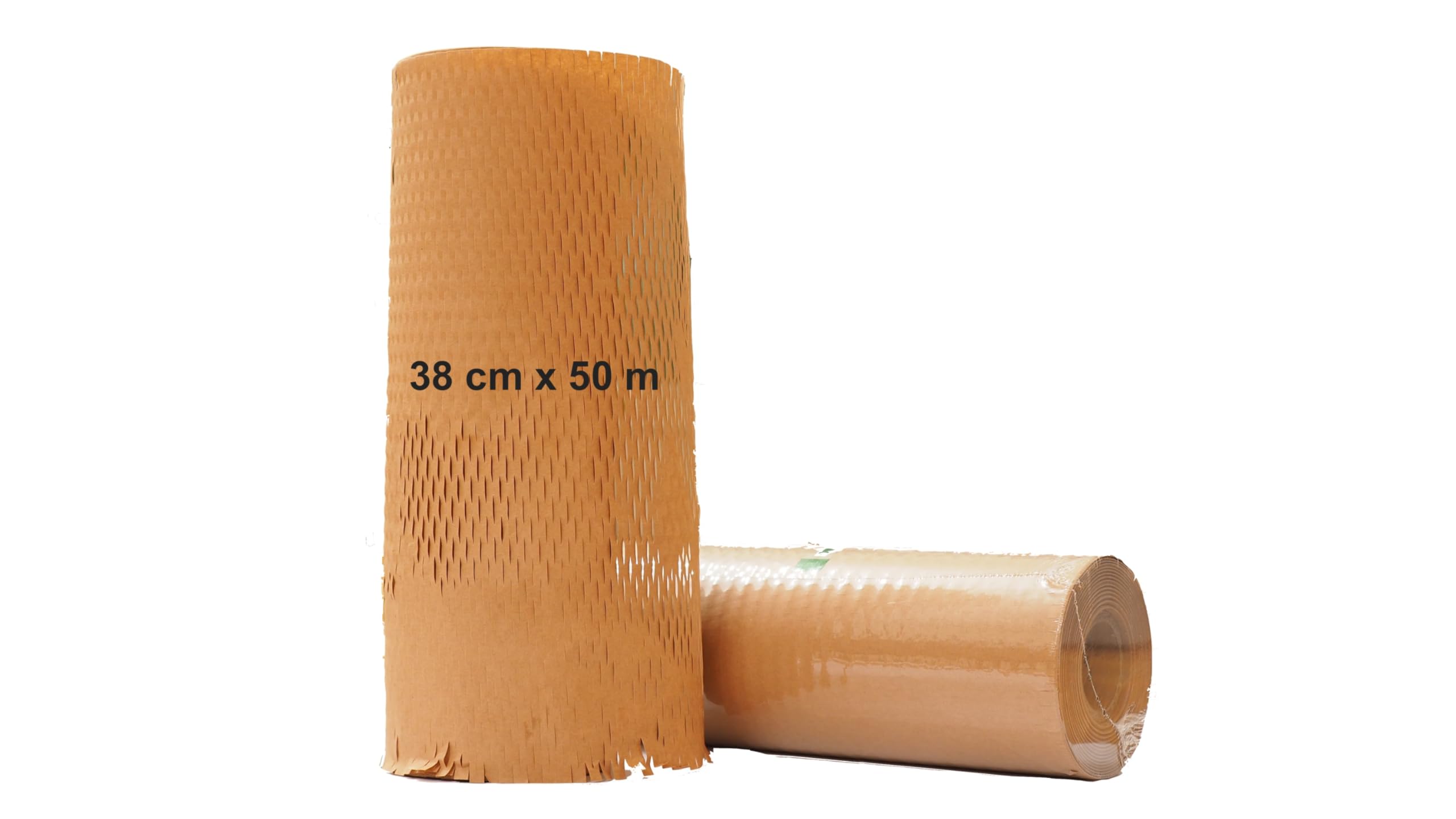 Pakett Honeycomb 2 Rollen 38cm x 50m–Nachhaltiges Wabenpapier Rolle aus Kraftpapier–Umweltfreundliche Alternative zu Luftpolsterfolie–Recycelbares Verpackungsmaterial